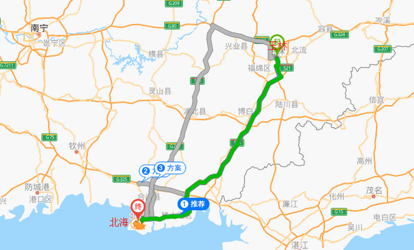 玉林到北海路线