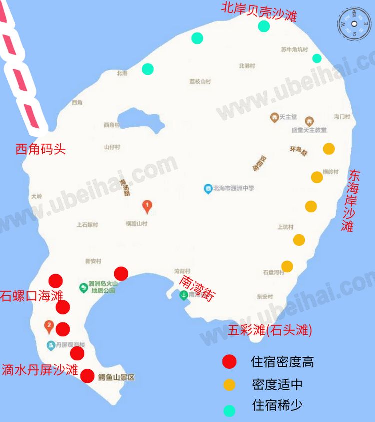 涠洲岛住宿分布